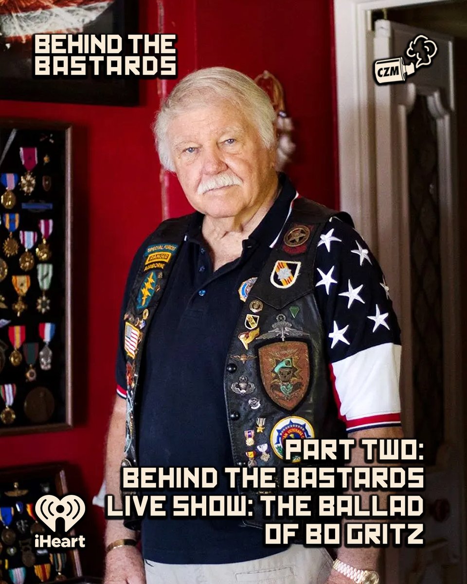 New <a href="/bastardspod/">Behind The Bastards</a> 🪖

Robert concludes the story of Bo Gritz with his unhinged attempts to rescue POWs from Vietnam, his political ambitions, and disgraceful downfall.

<a href="/IwriteOK/">Robert Evans (The Only Robert Evans)</a> <a href="/prophiphop/">Prop</a> <a href="/why_sophie_why/">Sophie Rae Lichterman</a>

iheart.com/podcast/105-be…