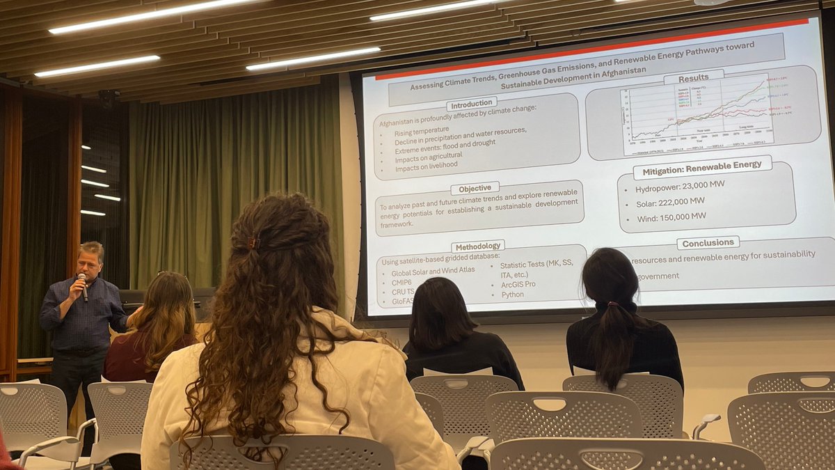 Aharnish Dev '28 presented a poster on his research during his summer internship at Ashoka University and SAP Visiting Scholar Noor Ahmad Akhundzadah gave a speed talk on his research on climate change in Afghanistan, at yesterday's <a href="/GlobalCornell/">Global Cornell</a> International Research Symposium