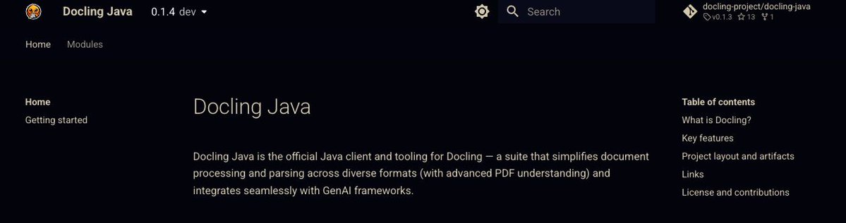 edeandrea's tweet image. 🎉 Release announcement 🎉

The first release (0.1.3) of the #Docling #Java library has been released! This first release brings the power of #Docling to #Java!

Many thanks to @MicheleDolfi, @vitalethomas, and @alexsotob for their help and collaboration!

docling-project.github.io/docling-java