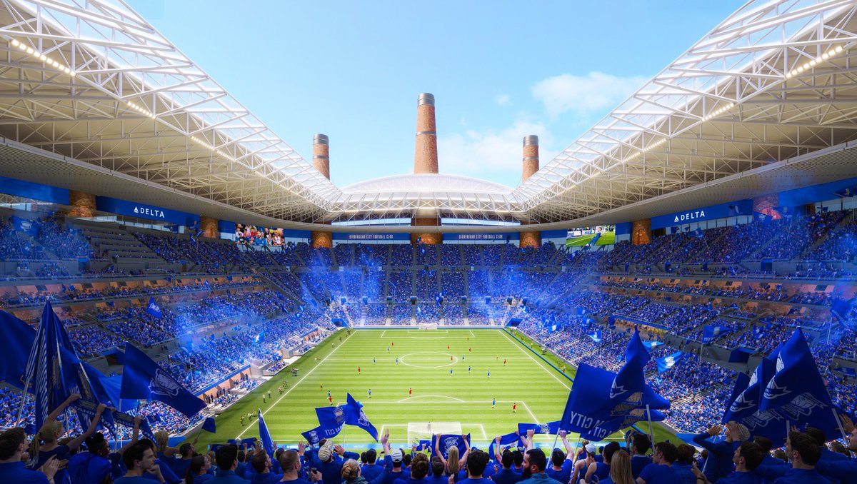_The72's tweet image. Birmingham City have released the designs for their new 62,000 seater stadium 🏟️ 

Personally think it could do with another chimney…