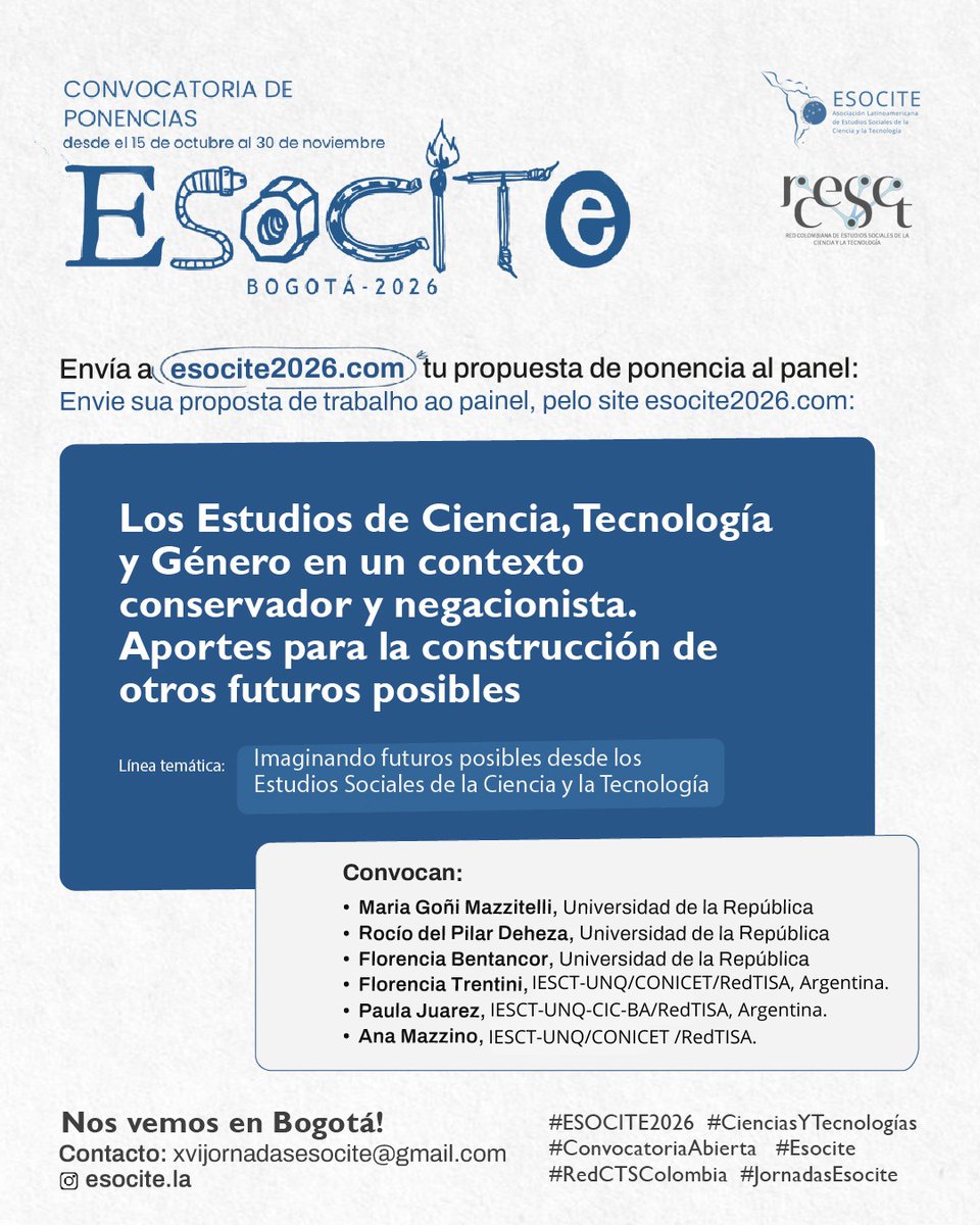 [EVENTO] 
#Esocite2026  
Te invitamos a mandar tu trabajo a nuestro panel 👇