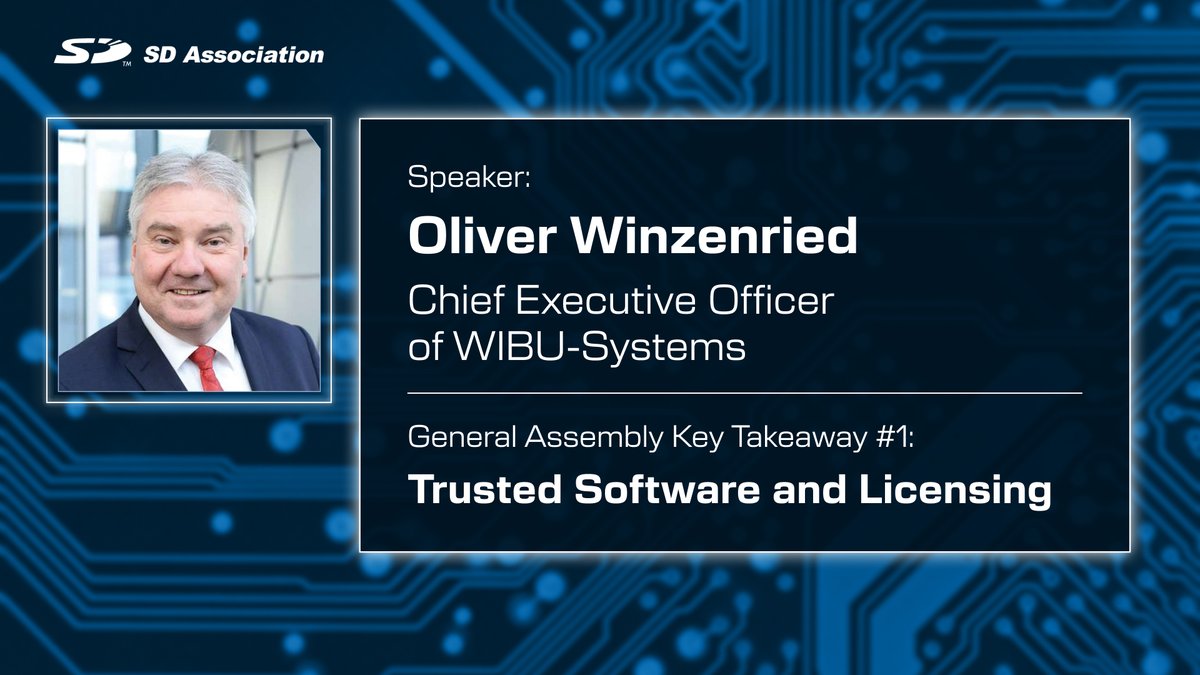 SD_Association's tweet image. Are #SDMemoryCards the next cybersecurity frontier? At the SDA General Assembly, @WibuSystems CEO Oliver Winzenried showed how #SDMemoryCards and #microSD memory cards are evolving into trusted security elements with EAL5+ and post-quantum readiness.