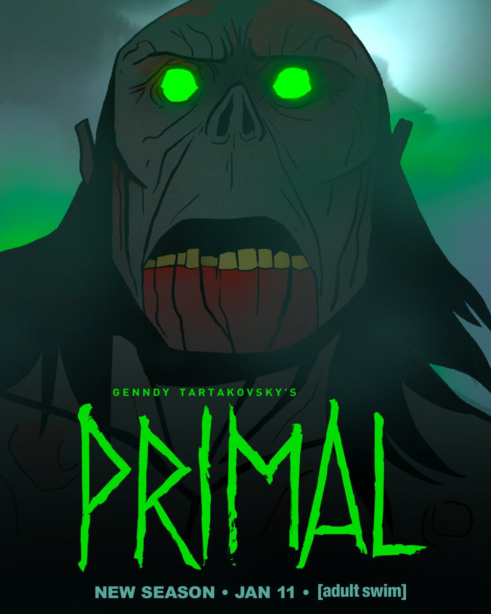 ToonHive's tweet image. New poster for Genndy Tartakovsky&apos;s ‘Primal’ Season 3.

The season premieres January 11th on Adult Swim.