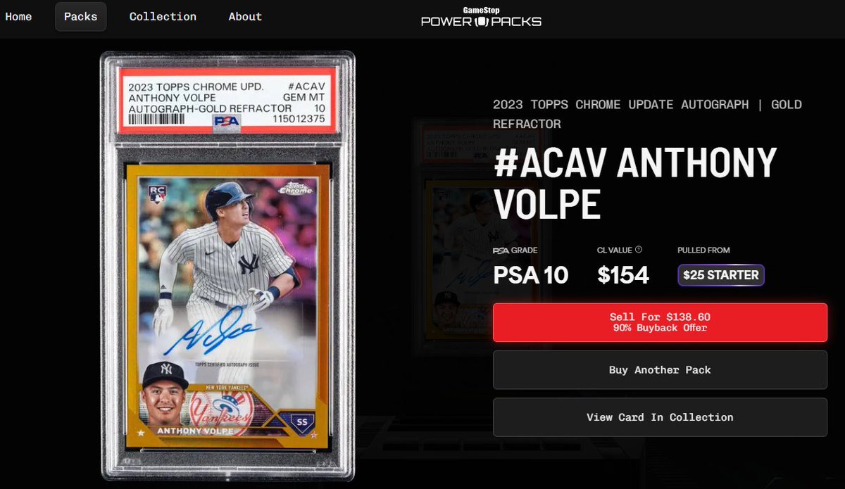 DBV_GME's tweet photo. BANG!

Ripped some @gamestop @powerpacks today, and pulled this on my 5th pack!

TO THE VAULT IT GOES! $GME #GME https://t.co/hRNUCeUZdv