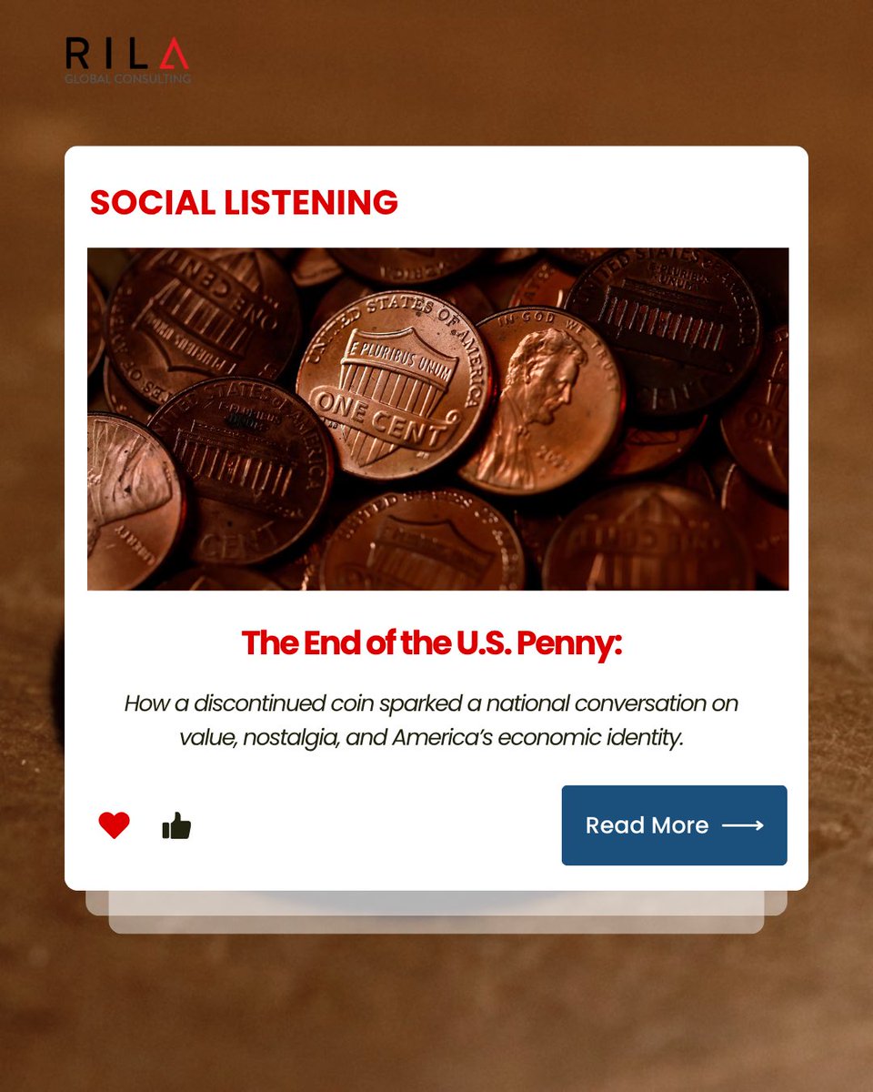 RilaGlobal's tweet image. The U.S. penny is gone and social media had a lot to say🔥

72.9K mentions, nostalgia vs. economics, and a nationwide debate over value + identity.

Our latest analysis breaks it down.
#SocialListening #CulturalInsights #ConsumerBehavior #marketresearch #USMint #Penny #USPenny