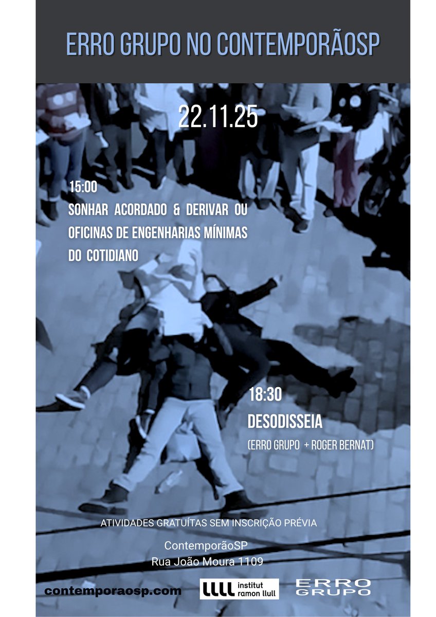 ERRO EM SÃO PAULO!
22 de novembro de 2025 | SÁBADO, 18h30
Local: ContemporãoSP
Endereço: Rua João Moura, 1109 – Pinheiros, São Paulo (SP)
SÓ VEM! 
#erroé