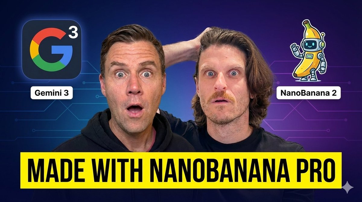 AIForHumansShow's tweet image. not sure we&apos;re ready for nano banana pro YouTube thumbnails yet but...  

i mean it&apos;s NOT BAD  

even did some basic cosmetic surgery on us olds
