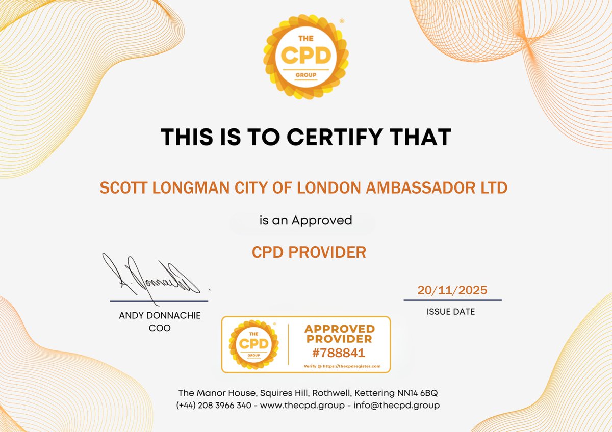 ScottLongmanCOL's tweet photo. I am now officially CPD accreditation approved for all my events and activities through my company! Thanks for the partnership of CPD GROUP https://t.co/YcZR1ippFh