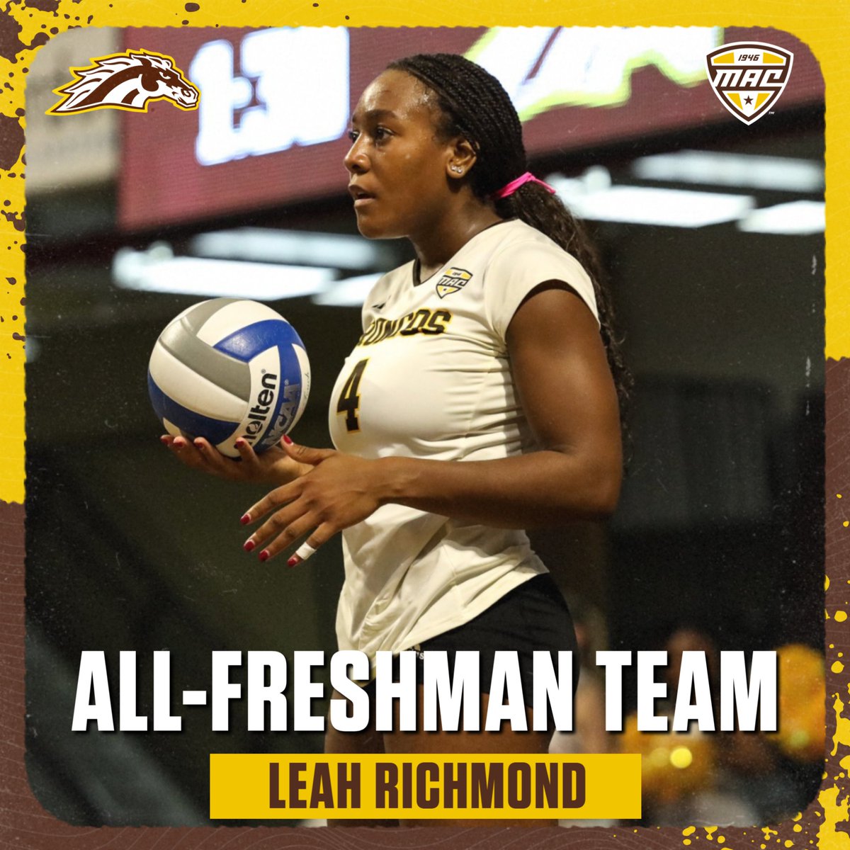 WMUVolleyball's tweet photo. Congratulations to Mary Clare Brusek, Amanda Glanton and Leah Richmond for earning All-MAC honors!
READ: https://t.co/D8oJFojYfz
#BroncosReign https://t.co/jWmumsYjiW