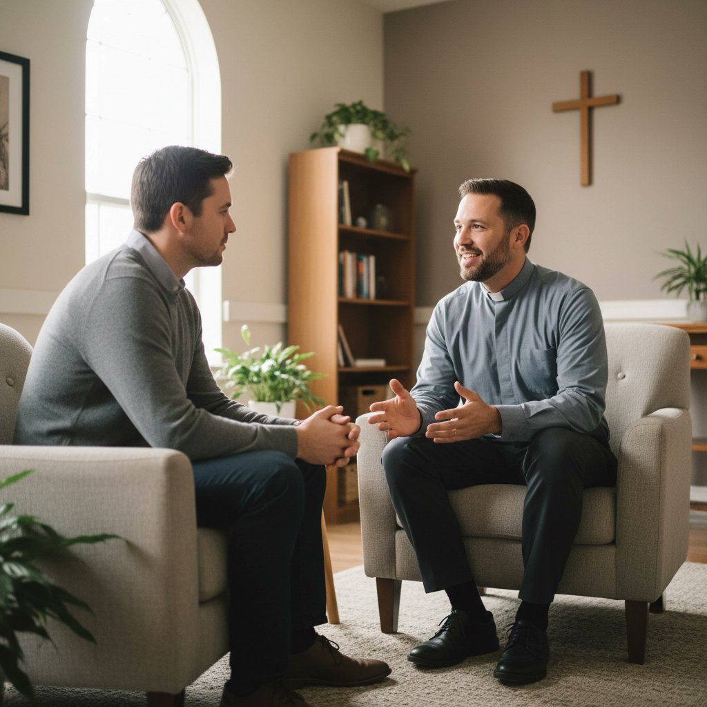 lovekamp_james's tweet image. Faith leaders step in as mental health &apos;first responders&apos;, guiding men and couples with biblical wisdom when counseling isn’t reachable. Healing starts with honest conversation and God’s love. Questions? DM Eva for support. #RealHope #FaithTools #MarriageMatters