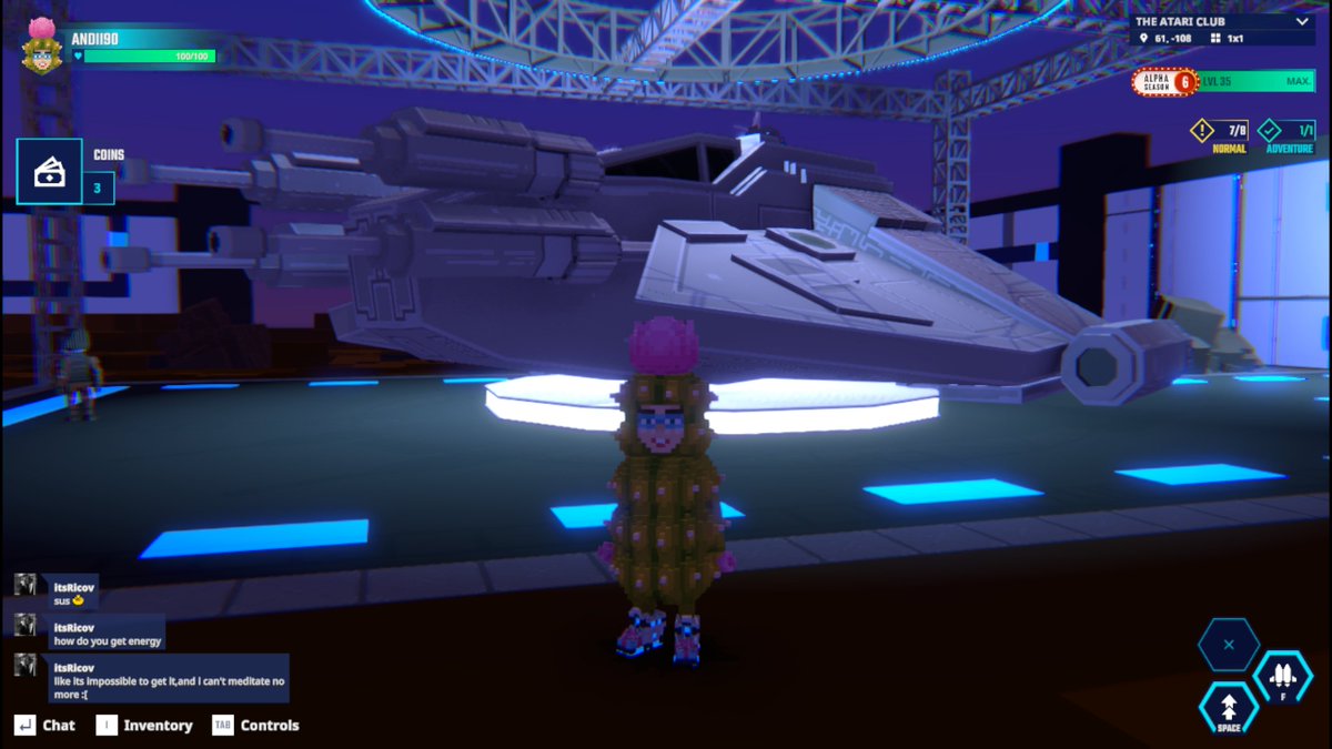 Andii90x's tweet photo. Can't believe I'm looking at the ship from Atari Asteroids @TheSandboxGame  https://t.co/EVaw7jMTxi https://t.co/zlk161bonc