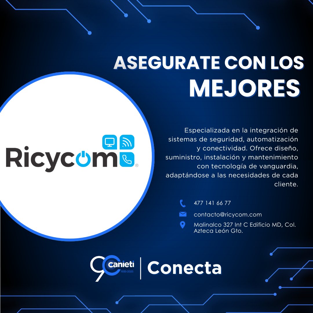 Lleva tu empresa al siguiente nivel con integración tecnológica de alto desempeño.
En Ricycom, unimos seguridad, automatización y conectividad para crear entornos inteligentes que impulsan productividad y protección.
📞 477 141 6677
✉️ contacto@ricycom.com
#SeguridadElectrónica