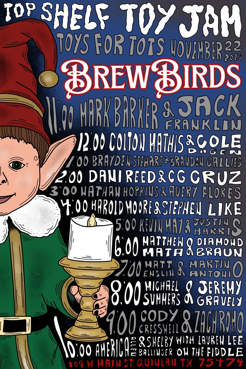 I’ll be swapping songs with Brayden Stewart at BrewBirds this Saturday at 1:00pm. Be sure to bring an unwrapped toy!