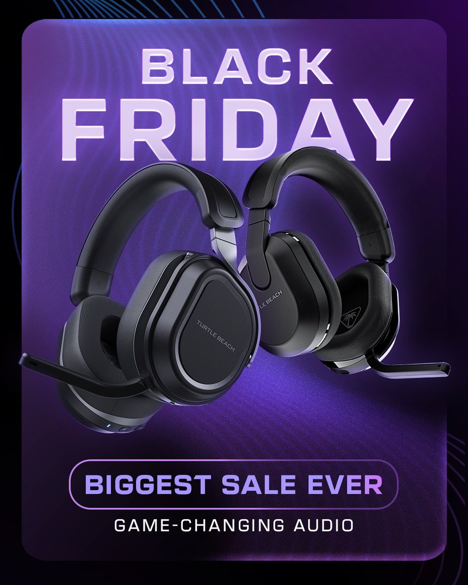 TurtleBeach's tweet image. Our BIGGEST SALE of the year is HERE! 🛒

Our Black Friday sale runs from now until the 2nd of December- grab yourself a deal while stocks last! 🤑
turtlebeach.gg/BlackFriday2025