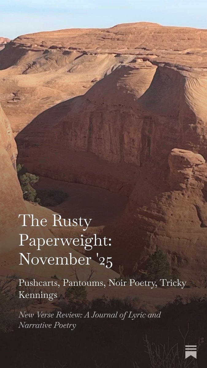 Don't miss November's Rusty Paperweight Links Round-Up.  Link 👇. Featuring <a href="/victoriamoul/">Victoria Moul</a> <a href="/azforeman/">Α. Z. Foreman: Serious Philology, Silly Вehavior</a> <a href="/AmitMajmudar/">Amit Majmudar</a> <a href="/CatholicFoodie/">Jeff Young</a> <a href="/MidgeGoldberg/">Midge Goldberg</a> <a href="/dacooperpoet/">Daniel Cooper</a> <a href="/matt_wickman/">Matthew Wickman</a> <a href="/BorisDralyuk/">Boris Dralyuk</a> <a href="/ae_stallings/">Alicia E. Stallings</a> <a href="/DanaGioiaPoet/">Dana Gioia</a> <a href="/JMWSPT/">James Matthew Wilson</a> <a href="/emilyasbjorn/">Emily Osborne</a> <a href="/DanielCowper/">Daniel Cowper</a> <a href="/MayaVenters/">Maya Venters</a> <a href="/ldanselmi/">Luca D'Anselmi</a>