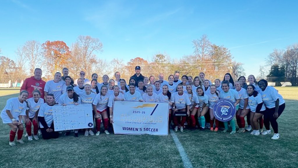 BelmontAbbey's tweet photo. CONFERENCE CHAMPIONS! 🎉

Congratulations to our Women’s Soccer Team on capturing the Conference Carolinas Title with a 2–1 win over No. 18 Francis Marion! Way to go, Crusaders! ⚽🔥

#abbeylifeisgood #raisethered #sportandvirtue https://t.co/hmoiotttwP