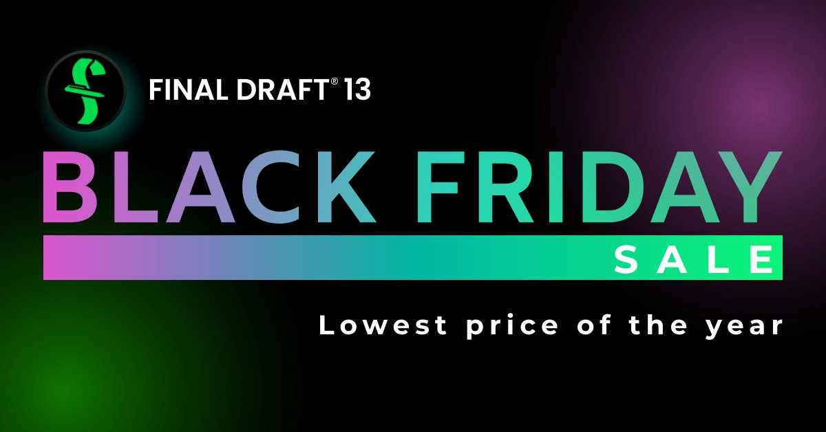 finaldraftinc's tweet image. 🚨 Black Friday Deal: Final Draft&apos;s Lowest Price of the Year is Here! 🚨
Final Draft is all you need to start your screenwriting career. Invest in your script and use the software the pros use. Start writing today: hubs.ly/Q03V288G0
