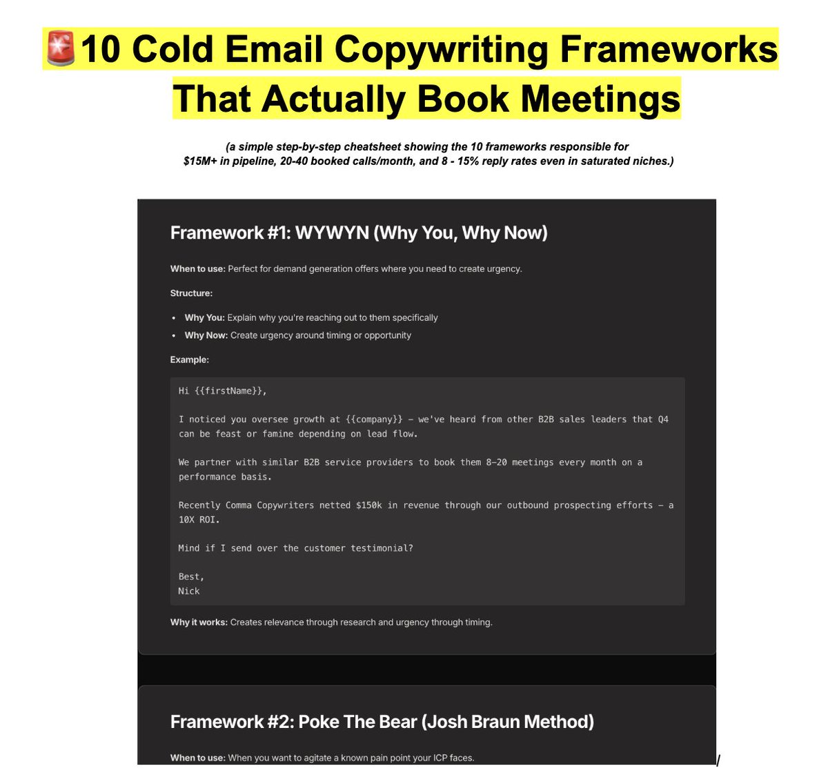 🚨 you are COOKED if you still can’t book 20+ meetings/month in 2025

like… how??


this is the easiest era ever to generate pipeline

we ran 10,000,000 cold emails
and found 10 frameworks that consistently book 20-40 meetings/month


> even in saturated markets

> even with