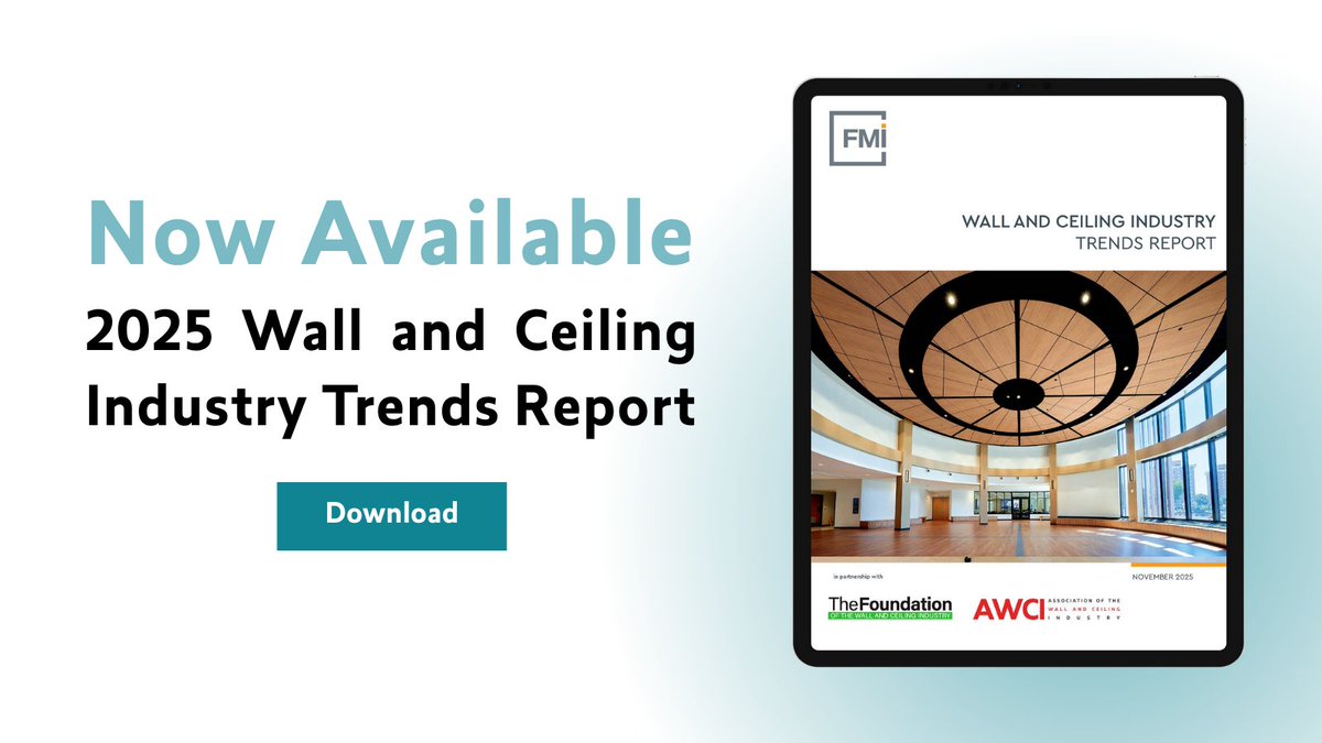 The 2025 Wall and Ceiling Industry Trends Report is here 📊

Packed with insights on market outlook, business performance and what contractors, manufacturers and suppliers are focused on this year.

Download: awci.org/reports-and-tr…

#AWCI25 #trends #construction #walls #ceilings