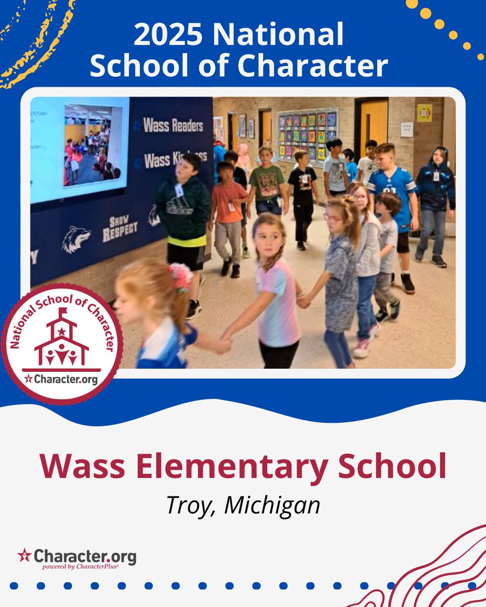 CharacterDotOrg's tweet image. 👏 Congratulations to 𝗪𝗲𝘀𝘁 𝗠𝗮𝗽𝗹𝗲 𝗘𝗹𝗲𝗺𝗲𝗻𝘁𝗮𝗿𝘆 and 𝗪𝗮𝘀𝘀 𝗘𝗹𝗲𝗺𝗲𝗻𝘁𝗮𝗿𝘆! 🌟 These elementary schools in Michigan are shining examples of what it means to learn, lead, and live with character! 🌟
#characterdevelopment #characterdotorg #CharacterPlus