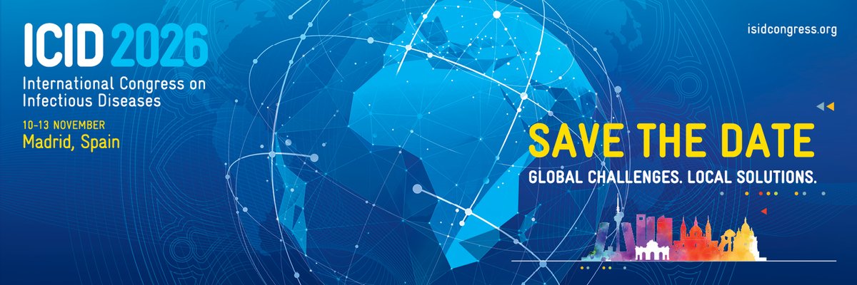 ISID_org's tweet image. 📅 Mark your calendars for #ICID2026 on November 10–13 in Madrid, Spain! 🇪🇸 Join our global #ISID community for the 21st International Congress on Infectious Diseases—advancing science, practice &amp;amp; policy in One Health.

ow.ly/k3m050XtRAg 

#GlobalHealth #InfectiousDiseases