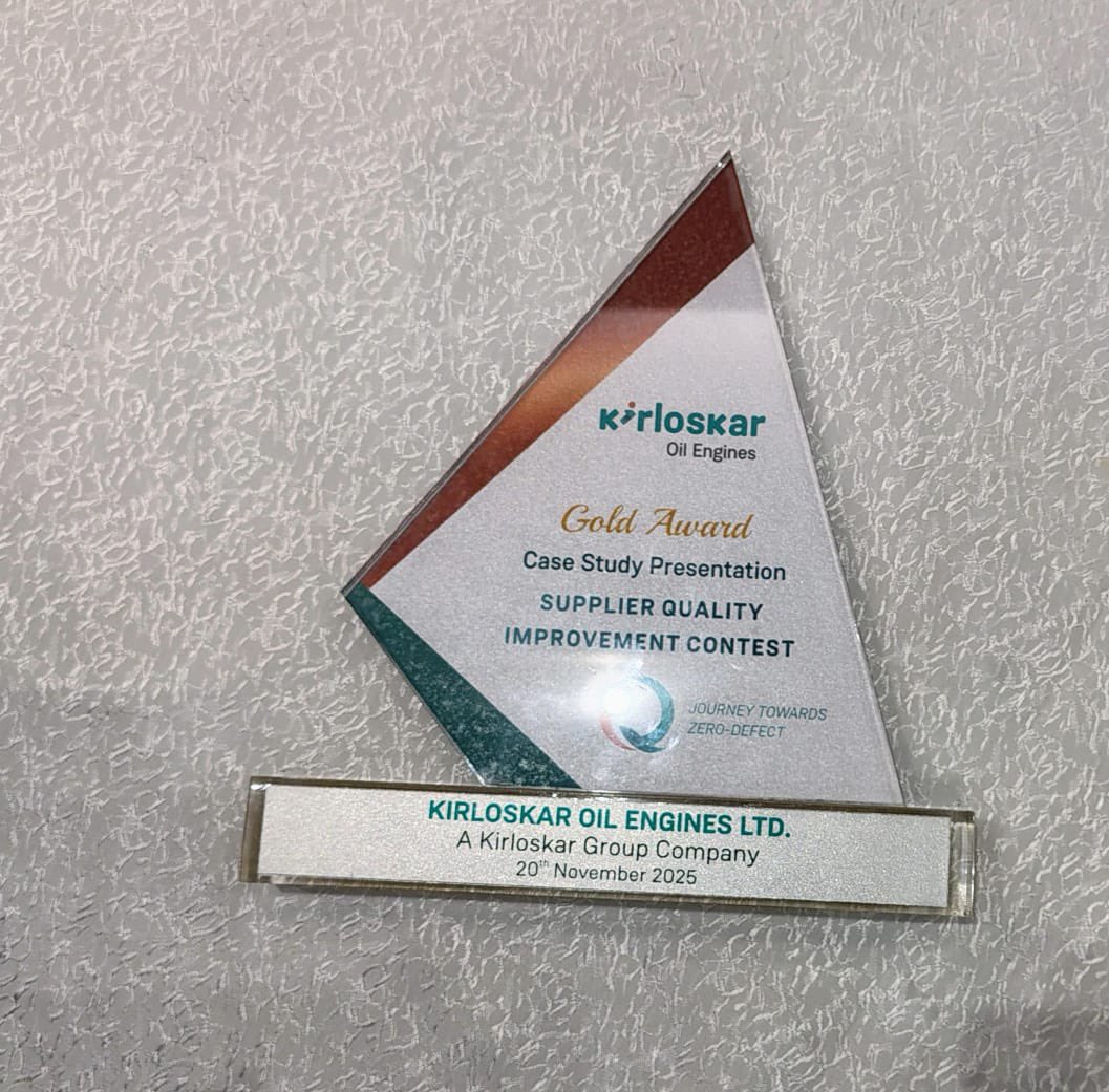 AakarFoundry's tweet photo. Today, *Aakar Foundry received the Gold Award from Kirloskar Oil Engines Ltd.* for the project “Die Casting Process Change – GDC to HPDC” during the SQIC meet held at Taj Vivanta, Pune. 👇 https://t.co/G4bRVvCt1Z