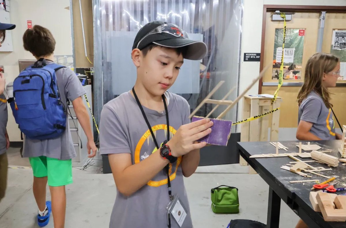 CapitolAreaBSA's tweet image. Blast off into Techlab Camp 2026! Scouts explore a galaxy of STEAM learning using DSLR cameras, 3D printers, robotics kits, and more inside AISD’s Applied Technology Center. Choose your mission: June 15–19, June 22–26, July 6–10, July 13–17. buff.ly/4ZpRVnJ
