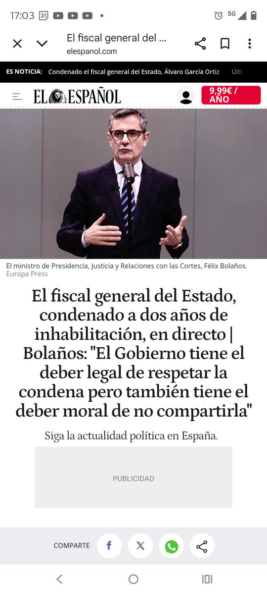MissMacadamia1's tweet image. El ministro pide a los ciudadanos que sigan creyendo en la justicia, aunque él no lo haga.
#fge #sentencia #culpable #garciaortizCulpable #fiscalCulpable