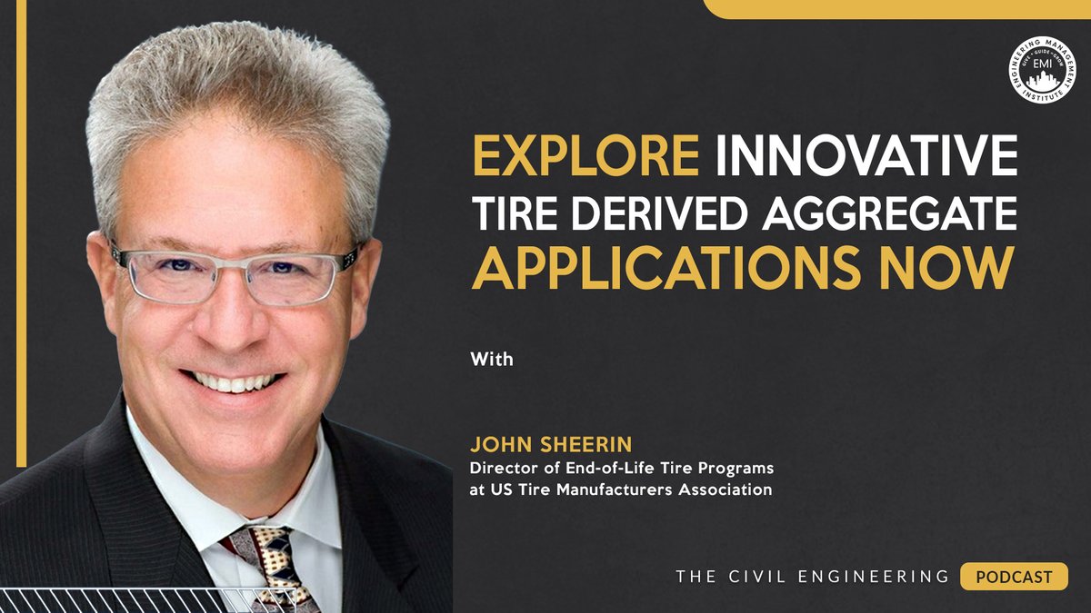 ♻️ Scrap Tires to #SmartInfrastructure. In this week’s #CivilEngineeringPodcast, James Taylor talks with John Sheerin at <a href="/ustires/">USTMA</a> on how tire-derived aggregate (TDA) helps engineers build #sustainable and cost-effective infrastructure.👉 Listen here: bit.ly/44ldwoO
