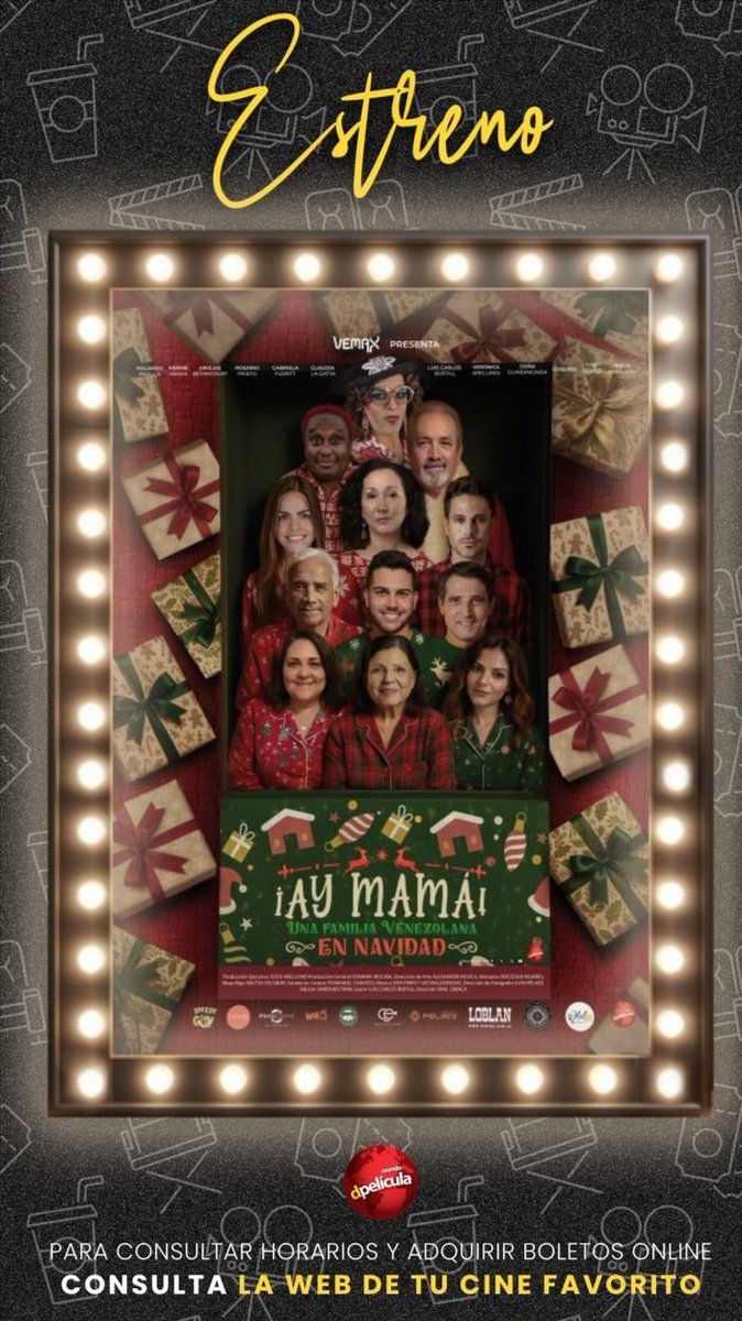 🌟 ¡Llegó el gran día!
Desde hoy, la risa, la nostalgia y la Navidad venezolana llenan las salas de cine.
Corre a ver “¡Ay Mamá!”, ya en cartelera
