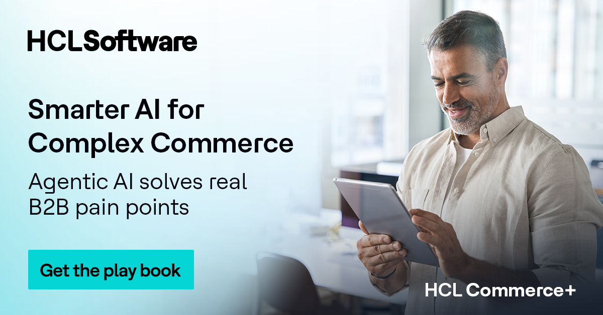 HCLCommerce's tweet image. Too many B2B journeys still hit friction: complex SKUs, dynamic pricing, search ambiguity.
Agentic AI fixes this with intent-aware agents, contextual discovery and seamless integrations.
Explore real-world solutions in our new playbook: hclsw.co/jkd22y

#HCLSoftware