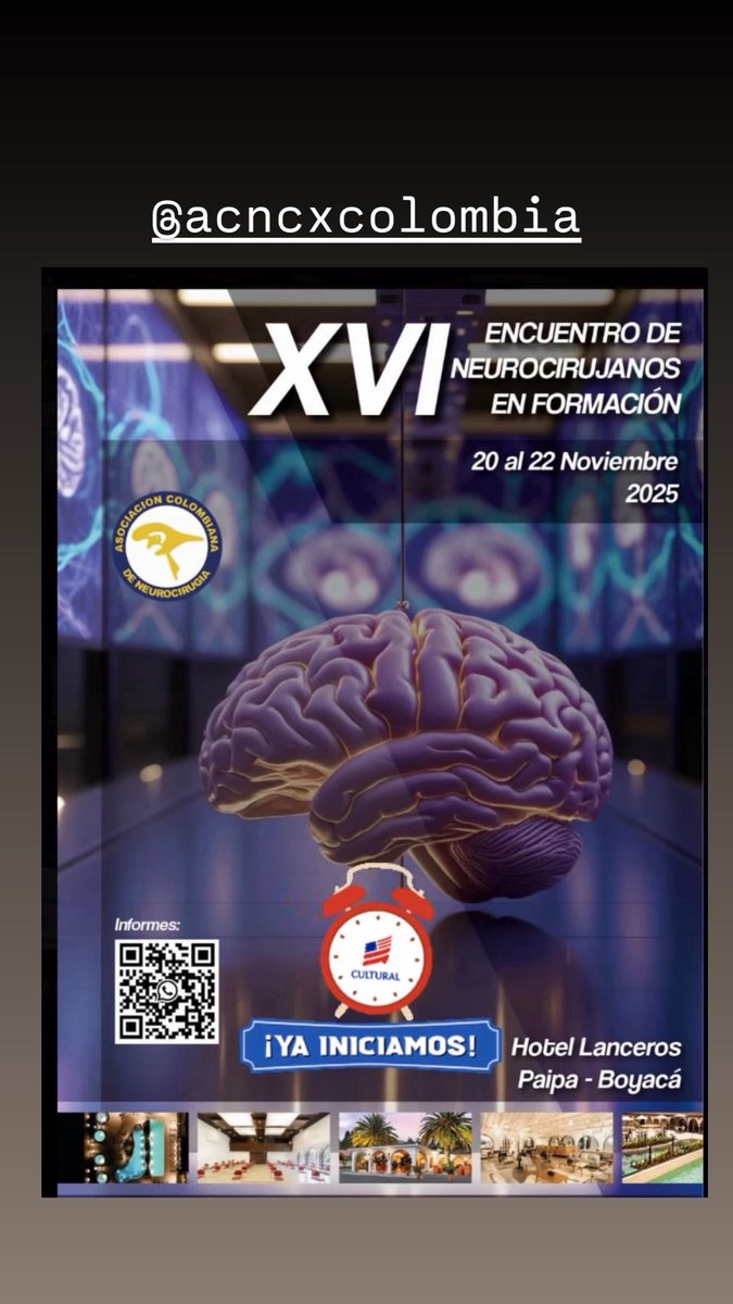 DROSCARZORRO's tweet image. Un evento tradicional en la neurocirugía Colombiana, es el encuentro que reúne los residentes del país,
Momento académico y social de los diferentes servicios del
País.
Ya se va por el evento no XVI.
