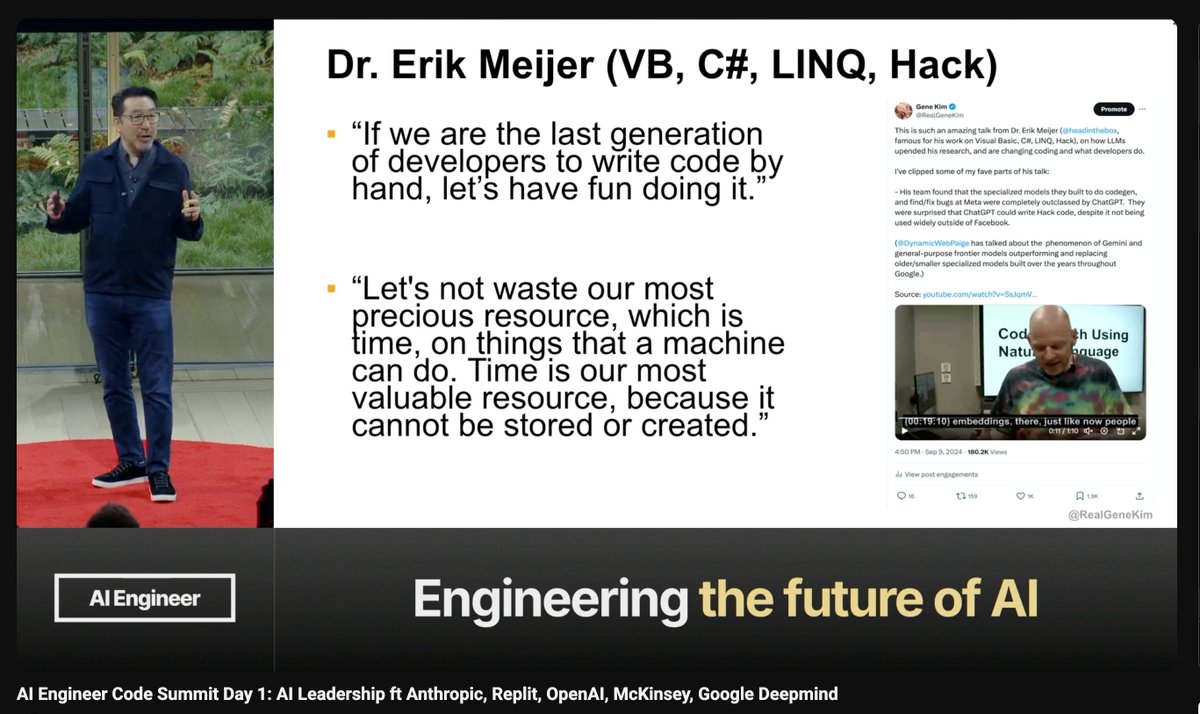 @aiDotEngineer @businessbarista @katelyn_lesse @AnthropicAI @pirroh @Replit @zapier @cursor_ai 「Claude Code じゃない」 - @Ste