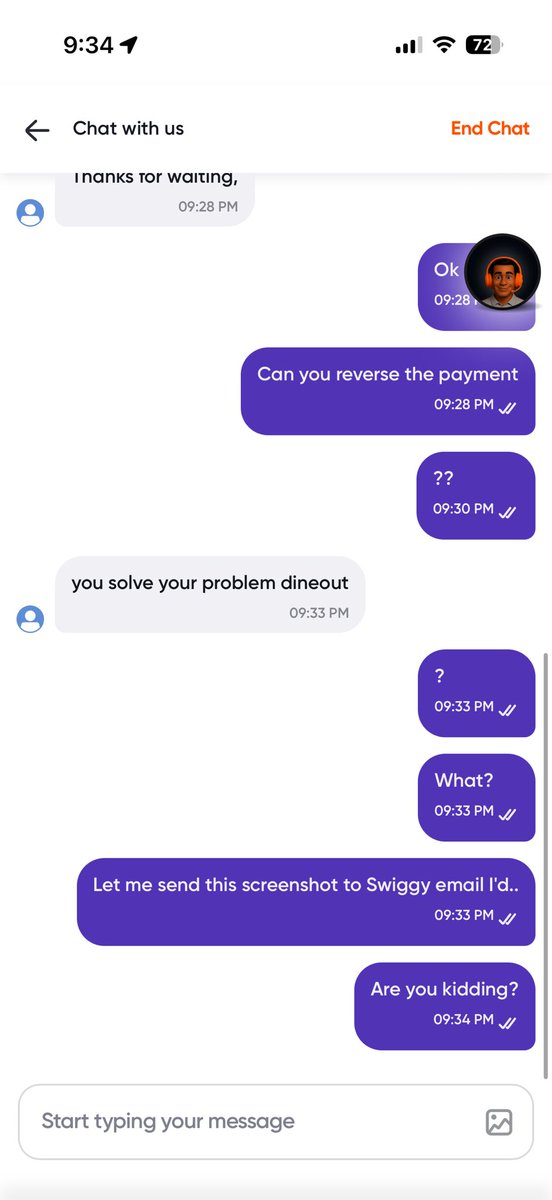 Rajatison's tweet photo. @Swiggy what kind of customer care is this. https://t.co/WUYejNda0P