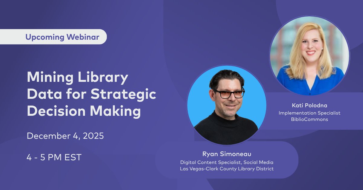 bibliocommons's tweet image. 📢 Our webinar Mining Library Data for Strategic Decision Making is back on the calendar!
📅 Dec 4, 2025 | 🕓 4–5 PM EST | 📍 Zoom
Already registered? You’re set! Can’t join live? Recording included.

👉 hubs.li/Q03V5ZpF0