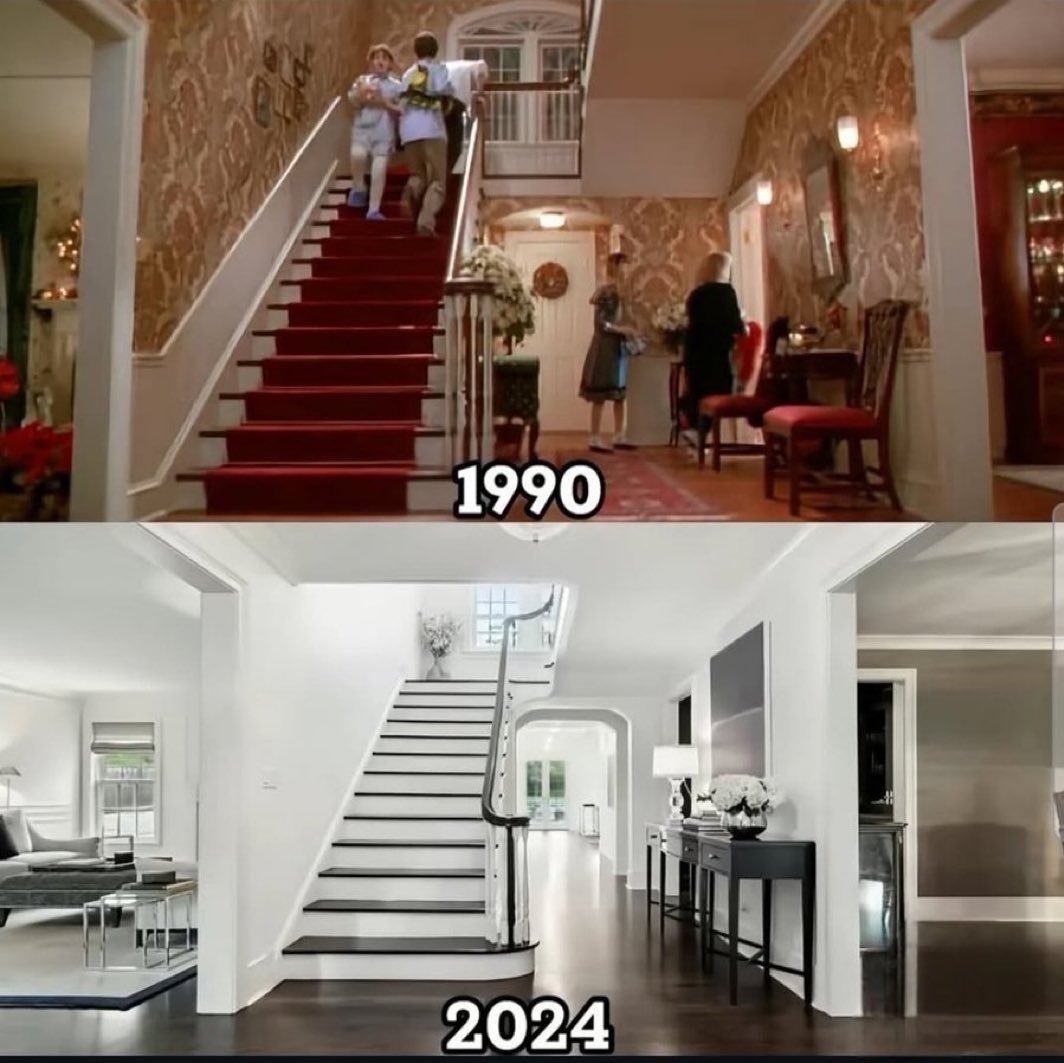 SuperIntrsting's tweet image. The house from the movie &quot;Home Alone&quot; in 1990 vs. 2024