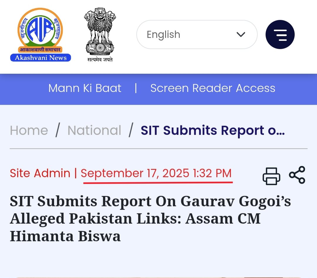 PunsterX's tweet image. Sequence of events:

17th Sept&apos;25: SIT submits report on Gaurav Gogoi&apos;s alleged links with Pakistan

6th Oct&apos;25: Himanta Sarma  calls the report ‘damaging and damning’

13th Nov&apos;25: Himanta calls Gogoi ‘an agent of Pakistan’

2 months later: Himanta still hasn&apos;t disclosed what&apos;s…