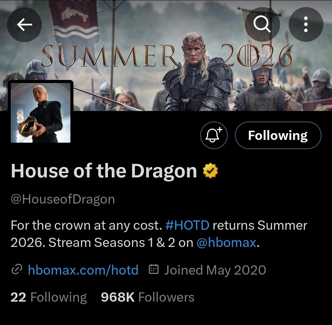 The official House of the Dragon account changed their profile picture to queen Rhaenyra and their header to prince Daemon!