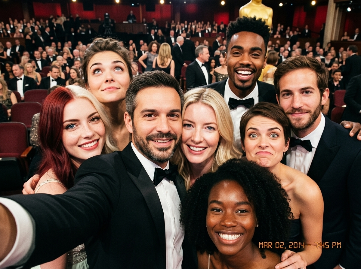 Oscars selfie as a character-select game screen - Image 1