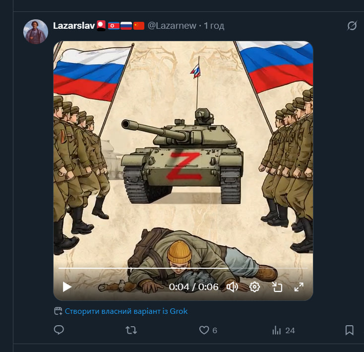 nastya_litepla's tweet photo. Ukrainian: writes about being bombed every night by russians
russians: makes a AI video where putin kills you and russian soldiers march with tanks near your corpse

but at the same time they say that Ukrainians are the nazis, don't get me wrong ☝️ https://t.co/X7FoNMw9DY
