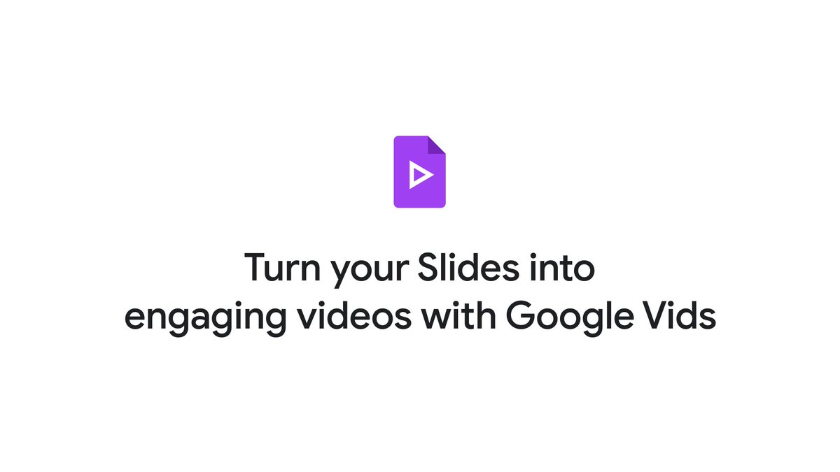 Your slide deck is finished. Now, turn it into a video. 🎬 
With Google Vids, Gemini can create an e