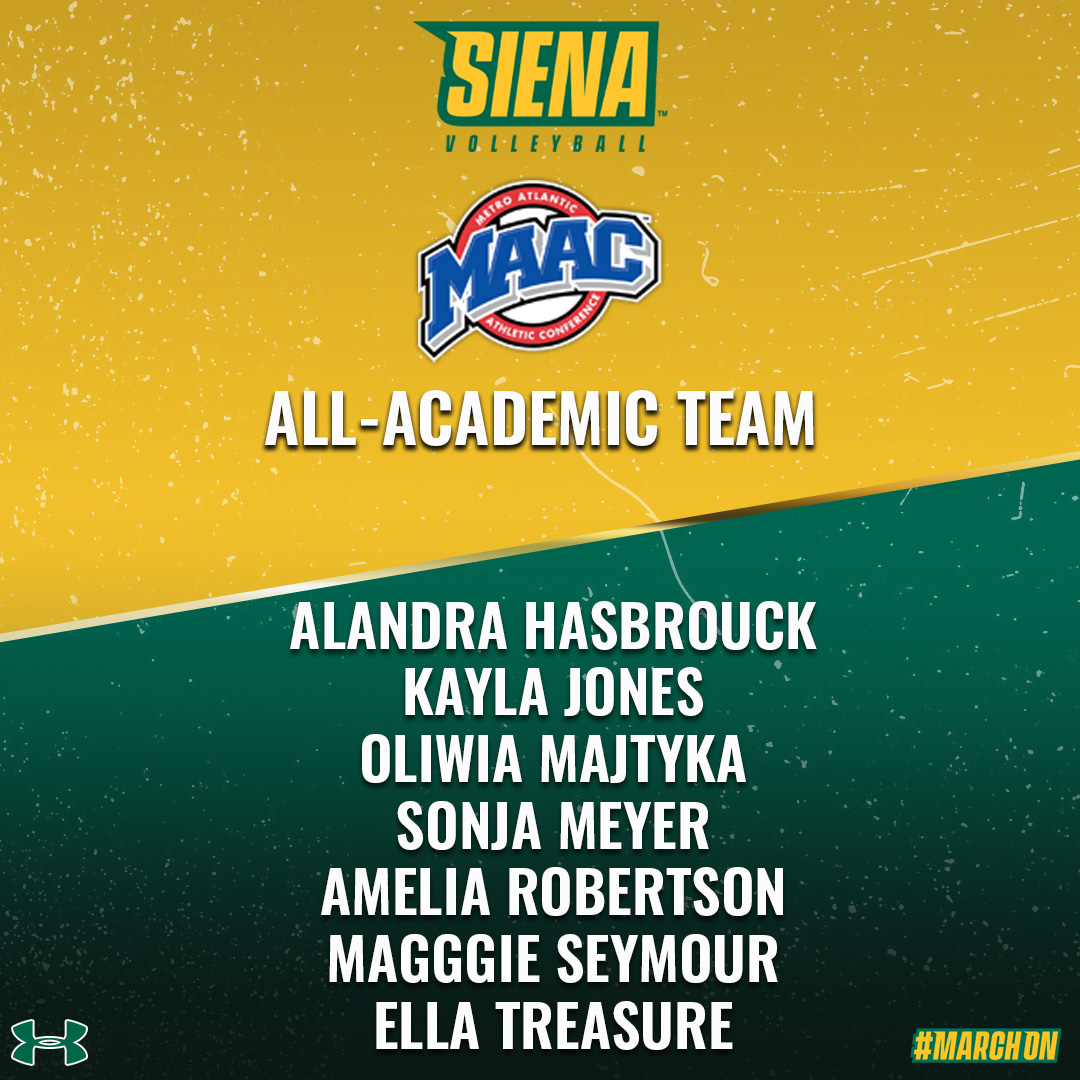 SienaSaints's tweet image. 🏐 Conference Excellence

@SienaVB Earns Two All-@MAACSports  selections; seven named to the All-MAAC Academic Team

📰 tinyurl.com/4cdzfxuv

#MarchOn x #Raisethebar x #MAACVB x #NCAAVB