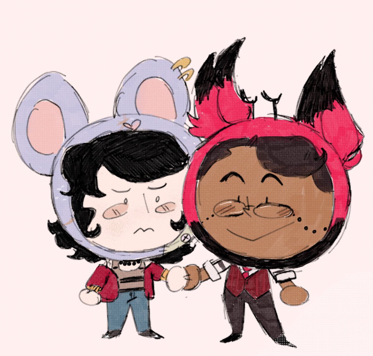 ivypie07's tweet image. Don’t ask whose idea this was…. (Alastor’s, it was clearly Alastor’s idea)

📻💫

{thank you @devilstooth_ for the comm!! IM SO OBSESSED WITH IT 💜}