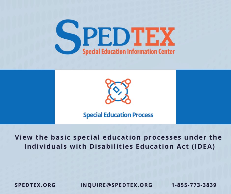 Are you looking for more information about Special Education in Texas?  Find an overview of the Special Education process here: spedtex.org/families/overv…