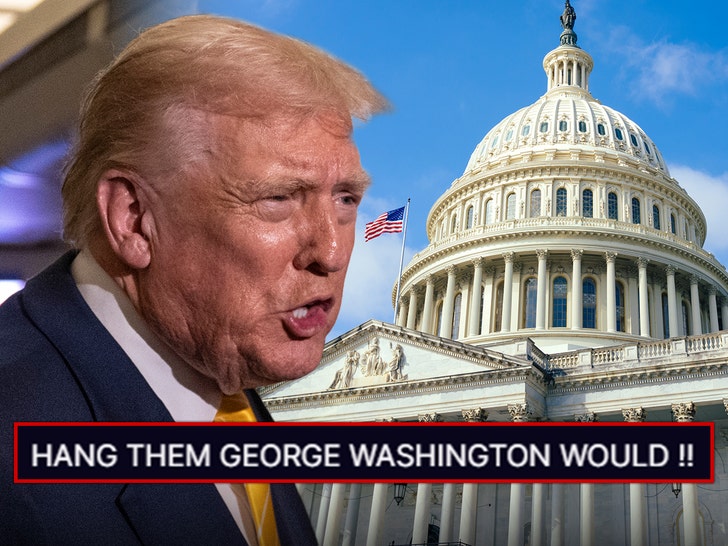 TMZ's tweet image. President Donald Trump calls for the arrest and hanging of the Democratic Congressmen and women who are urging U.S. soldiers to disobey his orders.

Details: tmz.me/zPv3KBg