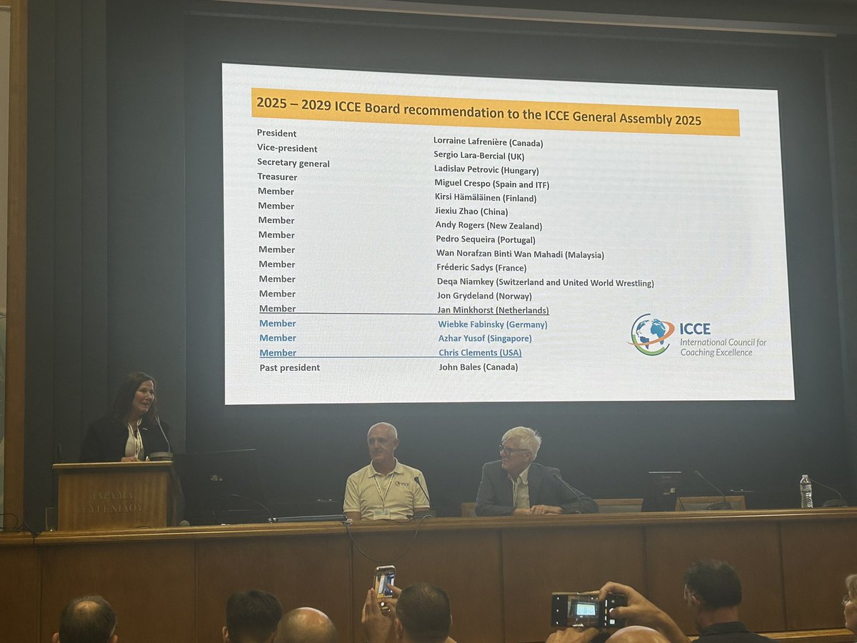 Congratulations to <a href="/ltlafreniere/">Lorraine Lafreniere</a> , CEO of <a href="/CAC_ACE/">Coaching Association of Canada</a> on being elected #President of the <a href="/ICCE_coaching/">International Council for Coaching Excellence</a> at this year’s #icce_globalcoachingconference in #Athens #Greece