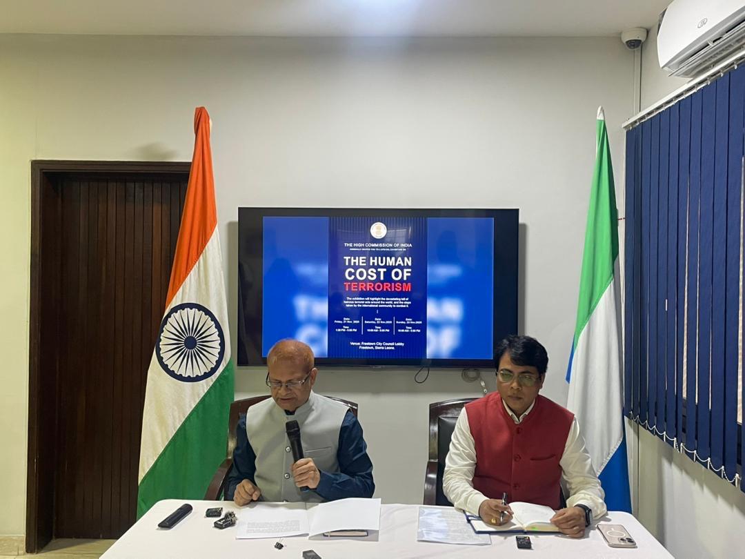 FreetownHci's tweet image. The High Commissioner briefed media on the upcoming  digital exhibition “Human Cost of Terrorism”, scheduled at Freetown City Council 21–23 Nov 2025. The exhibition underscores the human suffering caused by terror and the urgency of collective global resolve.
#OperationSindoor