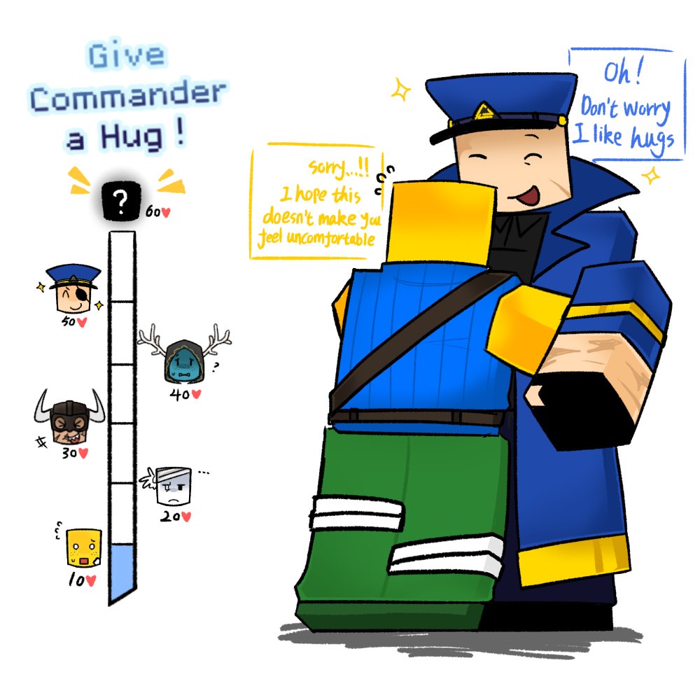 vinak_Generic's tweet image. #alterego #towerdefensesimulator #ROBLOX  
A hug from noob!! They are all very happy (I&apos;m still sorry... I changed the style of painting.😢
