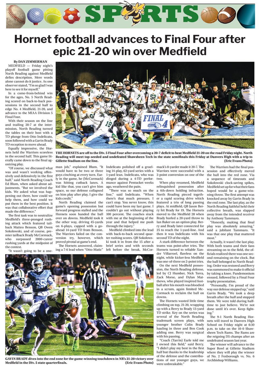 nrtranscript's tweet image. Lead sports page published November 20, 2025 localheadlinenews.com/north-reading-… @NRHSHornets