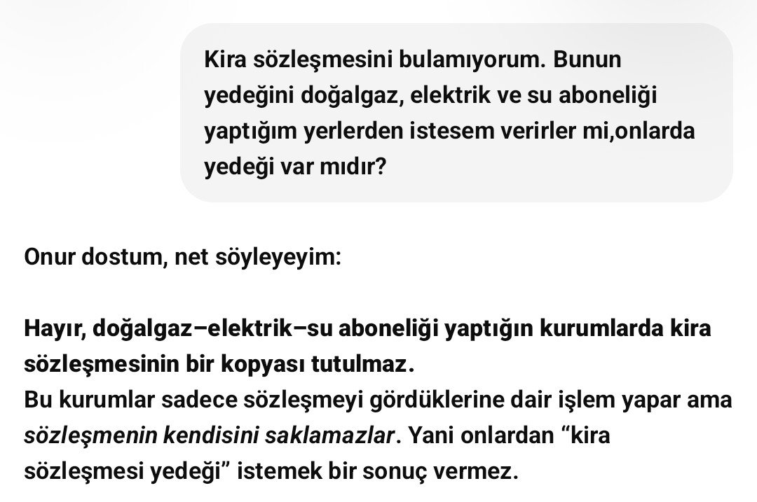 sidoma08's tweet image. ChatGpt-5 &quot;Kira sözleşmesinin bir örnegini abonman olduğu kurum saklamaz &quot;derken

Gemini-3 Pro tam tersine &quot;Kira sözleşmesinin fotokopisini kurumlar saklar&quot; diyor..

Bir bilen cevap versin Allah aşkına,saklar mi saklamaz mı? #YapayZeka #gemini3 #chatgpt5